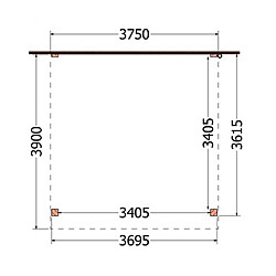 Aanbouwveranda Ancona 3750x3900x2600mm (bxdxh)