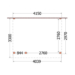 Aanbouwveranda Ancona 4150x3300x2600mm (bxdxh) links