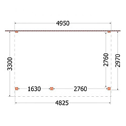 Aanbouwveranda Ancona 4950x3300x2600mm (bxdxh) links