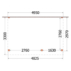 Aanbouwveranda Ancona 4950x3300x2600mm (bxdxh) rechts
