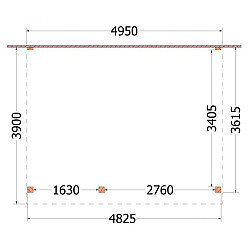 Aanbouwveranda Ancona 4950x3900x2600mm (bxdxh) links