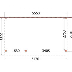 Aanbouwveranda Ancona 5550x3300x2600mm (bxdxh) links