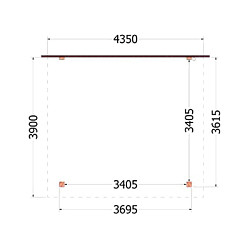 Aanbouwveranda Lucca 4350x3900x2600mm (bxdxh)