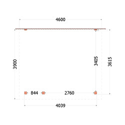 Aanbouwveranda Lucca 4600x3900x2600mm (bxdxh) links