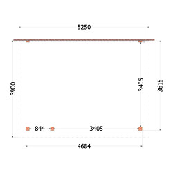 Aanbouwveranda Lucca 5250x3900x2600mm (bxdxh) links
