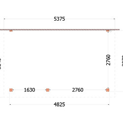 Aanbouwveranda Lucca 5400x3250x2600mm (bxdxh) links