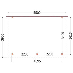 Aanbouwveranda Lucca 5550x3900x2600mm (bxdxh)