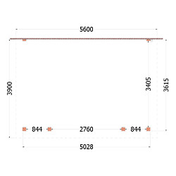Aanbouwveranda Lucca 5600x3900x2600mm (bxdxh)