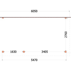 Aanbouwveranda Lucca 6050x3250x2600mm (bxdxh) links