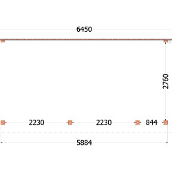 Aanbouwveranda Lucca 6450x3250x2600mm (bxdxh) rechts