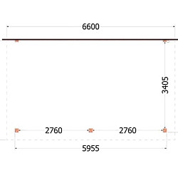 Aanbouwveranda Lucca 6600x3900x2600mm (bxdxh)