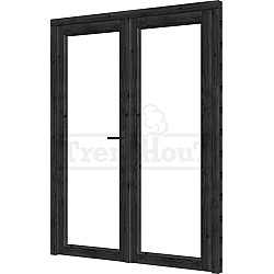 Steel Look deur 01 dubbel DOUGLAS zwart incl. H&S, deur:750x2060mm+kozijn:1636x2136mm