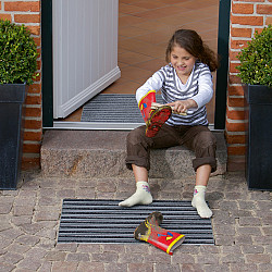 Mat aluminium met tapijtstroken, antraciet L=600mm B=400mm H=20mm