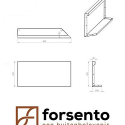 Component Module+ Uitwendig hoekpaneel-Rechts (B) 90x42cm Corten