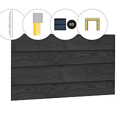 Zweeds Rabat douglas enkelzijdige wand E t.b.v. dubbele deur 371x224cm zwart geïmpregneerd