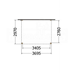 Aanbouwveranda Modena 3700x3000x2700mm (bxdxh)