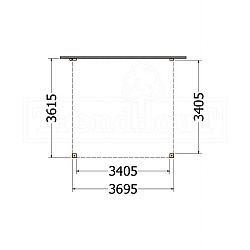 Aanbouwveranda Modena 3700x3650x2700mm (bxdxh)