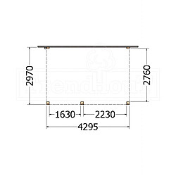 Aanbouwveranda Modena 4300x3000x2700mm (bxdxh) links