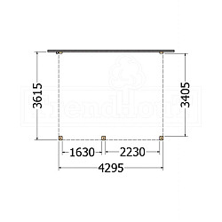 Aanbouwveranda Modena 4300x3650x2700mm (bxdxh) links