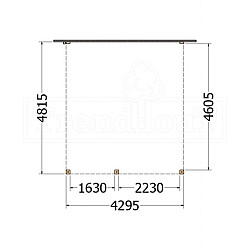 Aanbouwveranda Modena 4300x4850x2700mm (bxdxh) links
