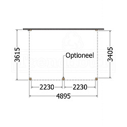 Aanbouwveranda Modena 4900x3650x2700mm (bxdxh)