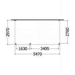 Aanbouwveranda Modena 5500x3000x2700mm (bxdxh) links