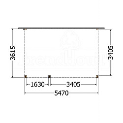Aanbouwveranda Modena 5500x3650x2700mm (bxdxh) links