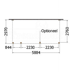 Aanbouwveranda Modena 5900x3000x2700mm (bxdxh) links