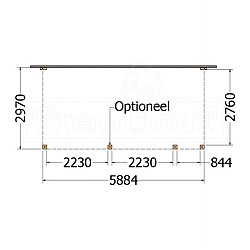 Aanbouwveranda Modena 5900x3000x2700mm (bxdxh) rechts