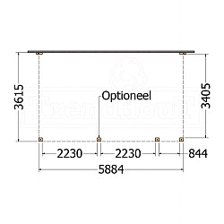 Aanbouwveranda Modena 5900x3650x2700mm (bxdxh) rechts