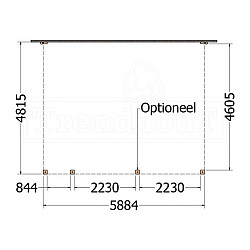 Aanbouwveranda Modena 5900x4850x2700mm (bxdxh) links