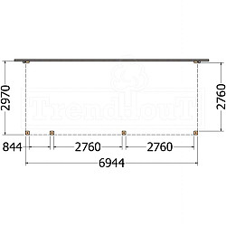 Aanbouwveranda Modena 6950x3000x2700mm (bxdxh) links