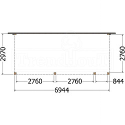 Aanbouwveranda Modena 6950x3000x2700mm (bxdxh) rechts
