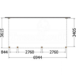 Aanbouwveranda Modena 6950x3650x2700mm (bxdxh) links