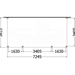 Aanbouwveranda Modena 7200x3650x2700mm (bxdxh)
