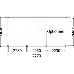 Aanbouwveranda Modena 7300x3650x2700mm (bxdxh) links