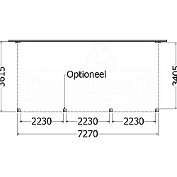 Aanbouwveranda Modena 7300x3650x2700mm (bxdxh) rechts