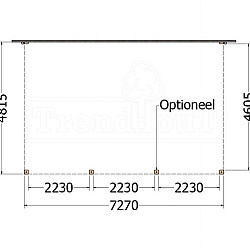 Aanbouwveranda Modena 7300x4850x2700mm (bxdxh) links