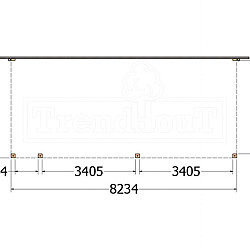 Aanbouwveranda Modena 8250x3650x2700mm (bxdxh) links