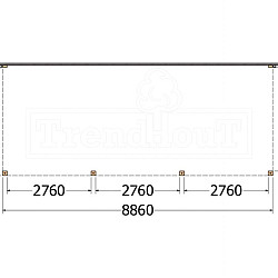 Aanbouwveranda Modena 8900x3650x2700mm (bxdxh)