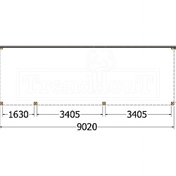 Aanbouwveranda Modena 9050x3000x2700mm (bxdxh) links