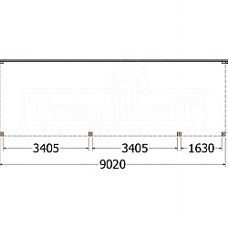 Aanbouwveranda Modena 9050x3000x2700mm (bxdxh) rechts