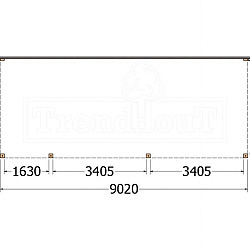 Aanbouwveranda Modena 9050x3650x2700mm (bxdxh) links
