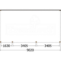 Aanbouwveranda Modena 9050x4850x2700mm (bxdxh) links