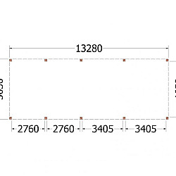 Buitenverblijf Palermo XXL 13300x5050x2480mm (bxdxh)