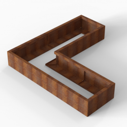 Bloembak Module+ L-vorm 60x180x180x28cm | Corten