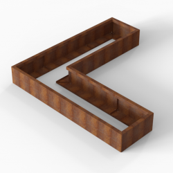Bloembak Module+ L-vorm 60x210x210x28cm | Corten
