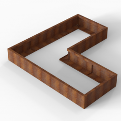 Bloembak Module+ L-vorm 90x210x210x28cm | Corten