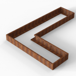 Bloembak Module+ L-vorm 90x360x270x28cm | Corten