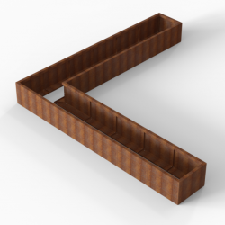 Bloembak Module+ L-vorm 60x360x360x42cm | Corten